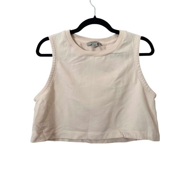 ALLSAINTS Lila Terry Crop Top Ecru White Sz 10 - Picture 2 of 4